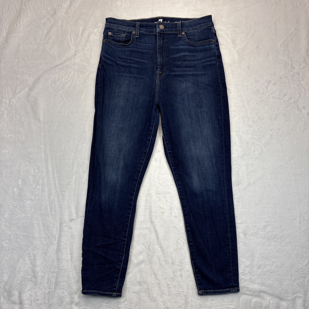 7 For All Mankind Cropped Gwenevere Skinny Jeans Women Size 32 Dark Wash